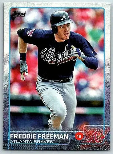 Baseball card featuring Freddie Freeman with original gloss, 2015 Topps NM-MT Braves