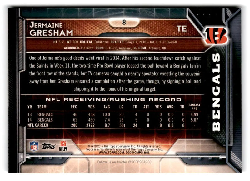 2015 Topps #8 Jermaine Gresham - Football Card Single