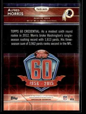2015 Topps Alfred Morris #T60-AM 60th Anniversary Washington Redskins