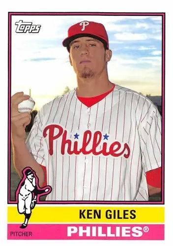 Original gloss 2015 Topps Archives Ken Giles baseball card with Phillies team detail