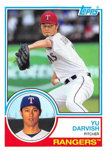 Baseball card featuring Yu Darvish of the Texas Rangers from Topps Archives series