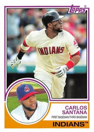 2015 Topps Archives Carlos Santana baseball card with original gloss, Indians player