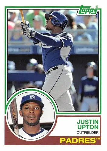 2015 Topps Archives Justin Upton baseball card with original gloss, Padres #223