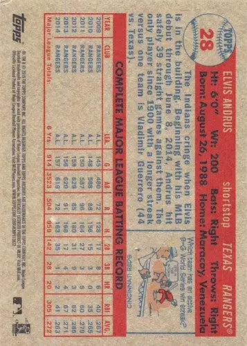 2015 Topps Archives #28 Elvis Andrus NM-MT Rangers (1957 Topps) - Baseball Card Single