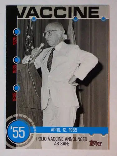 Polio vaccine trading card from 2015 Topps Baseball History with original gloss