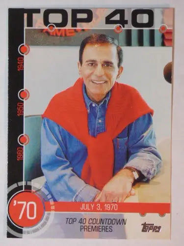 Original gloss of Casey Kasem trading card from 2015 Topps Baseball History countdown premiers Kasey