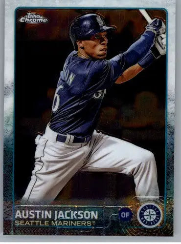 Original gloss baseball card of Austin Jackson from 2015 Topps Chrome Mariners collection