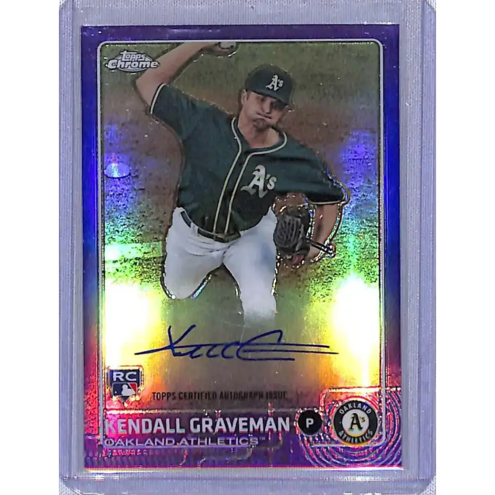 2015 Topps Chrome #AR-KG Kendall Graveman Autographed Rookies Purple Refractors #/250 NM-MT Baseball Card - Baseball