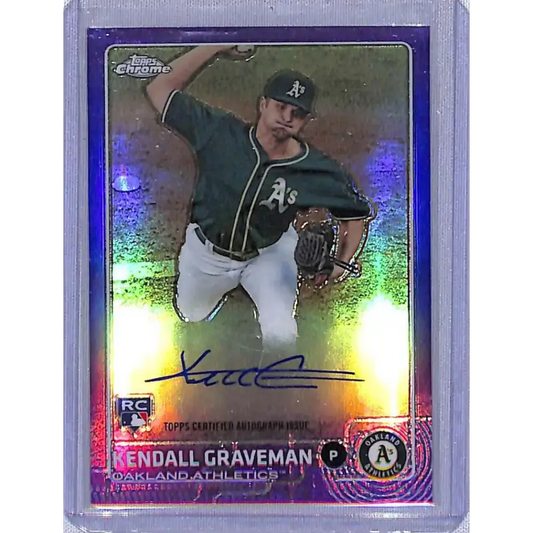 2015 Topps Chrome #AR-KG Kendall Graveman Autographed Rookies Purple Refractors #/250 NM-MT Baseball Card - Baseball