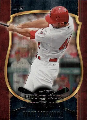 2015 Topps First Home Run Matt Carpenter baseball card with original gloss, Cardinals ID 18861