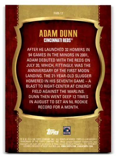 2015 Topps First Home Run #FHR-17 Adam Dunn NM-MT Reds ID:70858 - Baseball Card Single