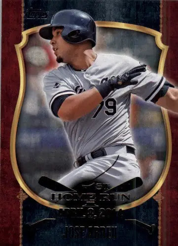 2015 Topps First Home Run Jose Abreu baseball card with original gloss White Sox
