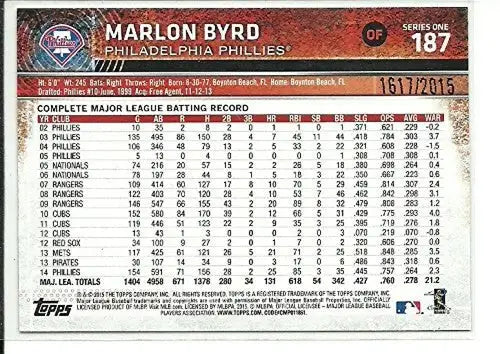 Marlon Byrd baseball card from 2015 Topps Gold with original gloss and collectible appeal