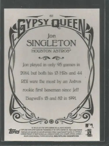 2015 Topps Gypsy Queen #85 Jon Singleton NM-MT Astros ID:21876 - Baseball Card Single