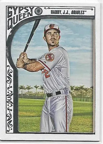 J.J. Hardy baseball card from 2015 Topps Gypsy Queen Framed White series