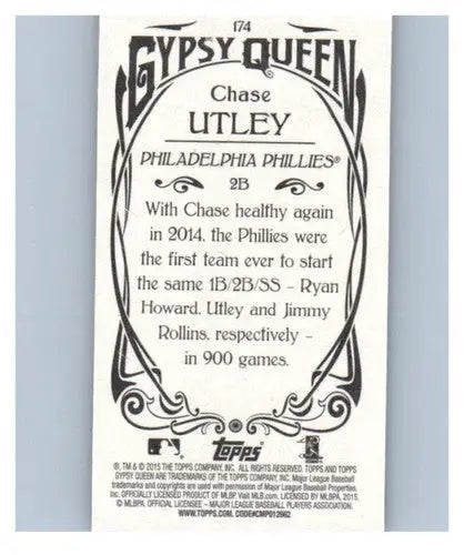 Chase Utley baseball card from 2015 Topps Gypsy Queen Mini with original gloss