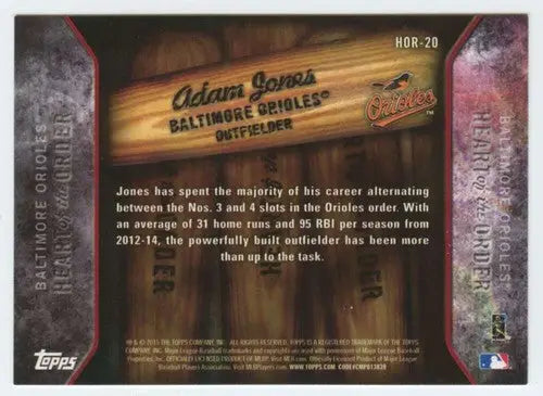 2015 Topps Heart of the Order #HOR-20 Adam Jones NM-MT Orioles ID:59465 - Baseball Card Single