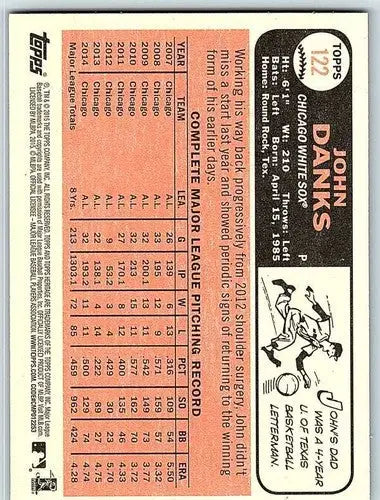 Baseball card back featuring original gloss from Topps Heritage John Danks White Sox