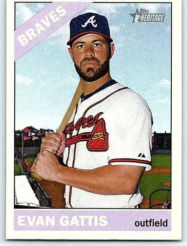 2015 Topps Heritage Evan Gattis baseball card with original gloss Braves ID 15377