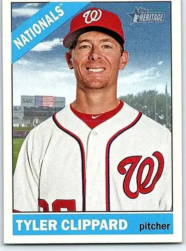 2015 Topps Heritage Tyler Clippard baseball card with original gloss Nationals ID 4322