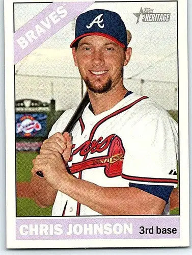 Original gloss 2015 Topps Heritage Chris Johnson baseball card Braves ID:72162