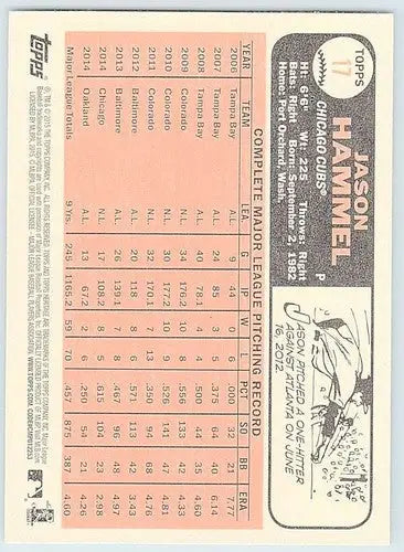 2015 Topps Heritage #17 Jason Hammel NM-MT Cubs ID:72089 - Baseball Card Single