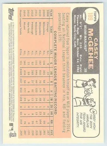 2015 Topps Heritage #189 Casey McGehee NM-MT Marlins ID:4360 - Baseball Card Single