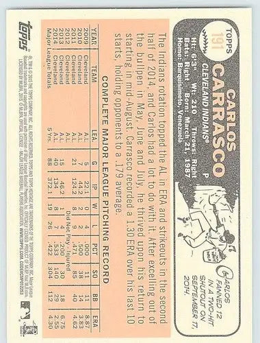 2015 Topps Heritage #191 Carlos Carrasco NM-MT Indians ID:4361 - Baseball Card Single