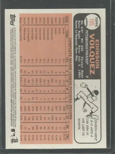 2015 Topps Heritage #195 Edinson Volquez NM-MT Pirates ID:4363 - Baseball Card Single