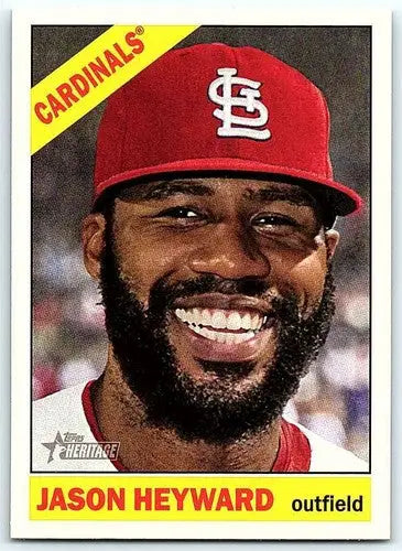 2015 Topps Heritage Jason Heyward baseball card with original gloss and Cardinals team