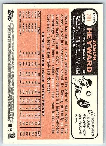 2015 Topps Heritage Jason Heyward baseball card with original gloss featuring Cardinals