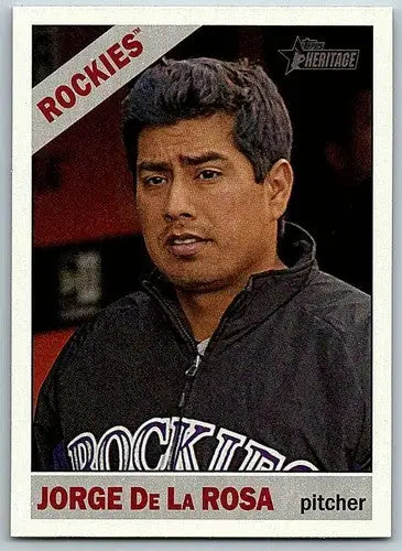 2015 Topps Heritage Jorge De La Rosa baseball card with original gloss Rockies