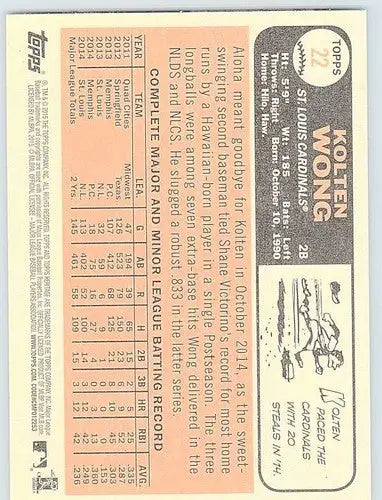 2015 Topps Heritage #22 Kolten Wong NM-MT Cardinals ID:4293 - Baseball Card Single
