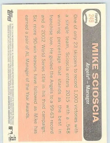 2015 Topps Heritage Mike Scioscia baseball card with original gloss and Angels ID 73070