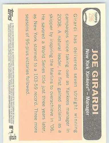 2015 Topps Heritage #296 Joe Girardi NM-MT Yankees ID:4385 - Baseball Card Single