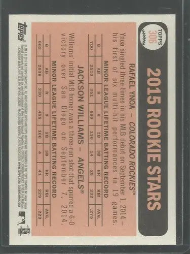 2015 Topps Heritage #306 Jackson Williams/Rafael Ynoa NM-MT RC Rookie ID:4387 - Baseball Card Single