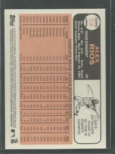 2015 Topps Heritage Alex Rios baseball card with original gloss and NM-MT condition