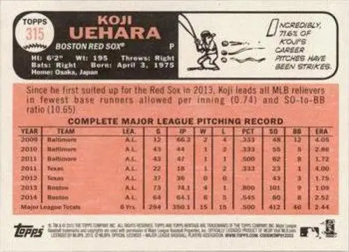 2015 Topps Heritage #315 Koji Uehara NM-MT Red Sox ID:4390 - Baseball Card Single