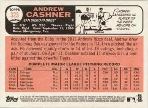 2015 Topps Heritage #323 Andrew Cashner NM-MT Padres ID:4392 - Baseball Card Single