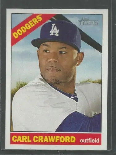 Original gloss 2015 Topps Heritage Carl Crawford baseball card Dodgers NM-MT