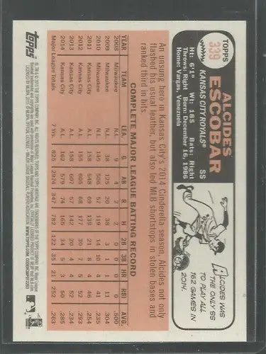 2015 Topps Heritage #339 Alcides Escobar NM-MT Royals ID:4395 - Baseball Card Single