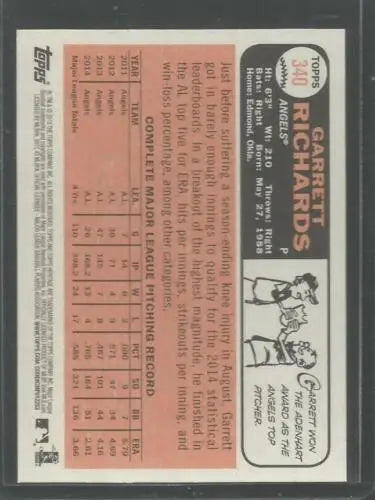 2015 Topps Heritage Garrett Richards baseball card with original gloss in NM-MT condition