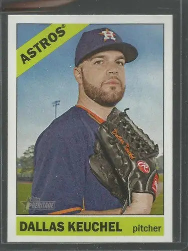 Dallas Keuchel baseball card from Topps Heritage with original gloss and NM-MT condition