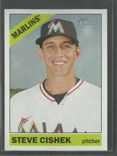 2015 Topps Heritage Steve Cishek baseball card with original gloss Marlins ID 71760