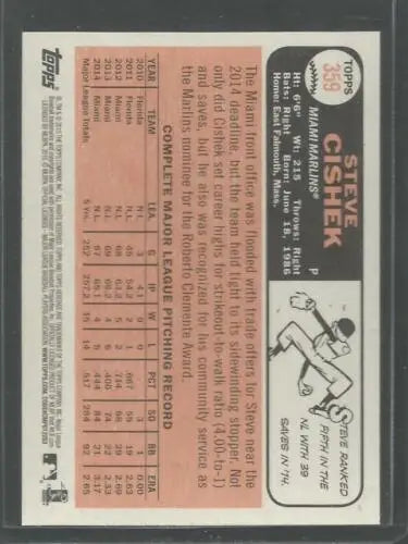 2015 Topps Heritage Steve Cishek baseball card with original gloss Marlins ID 71760