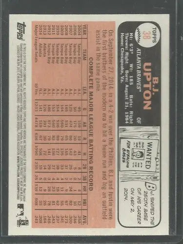 2015 Topps Heritage #38 B.J. Upton NM-MT Braves ID:4299 - Baseball Card Single