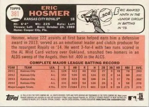 2015 Topps Heritage #381 Eric Hosmer NM-MT Royals ID:4404 - Baseball Card Single