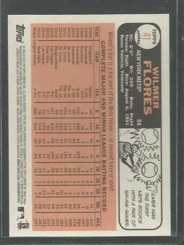 Wilmer Flores baseball card from 2015 Topps Heritage with original gloss NM-MT