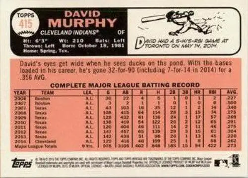 2015 Topps Heritage #415 David Murphy NM-MT Indians ID:4412 - Baseball Card Single