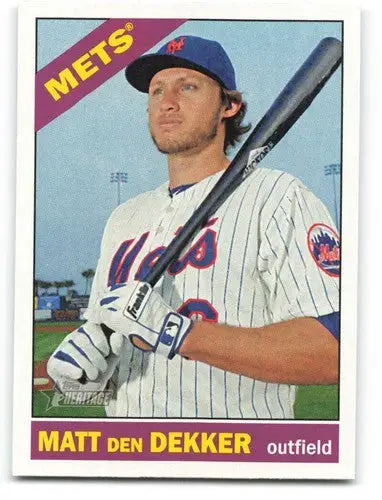 Original gloss baseball card of Matt Den Dekker from Topps Heritage 2015 series